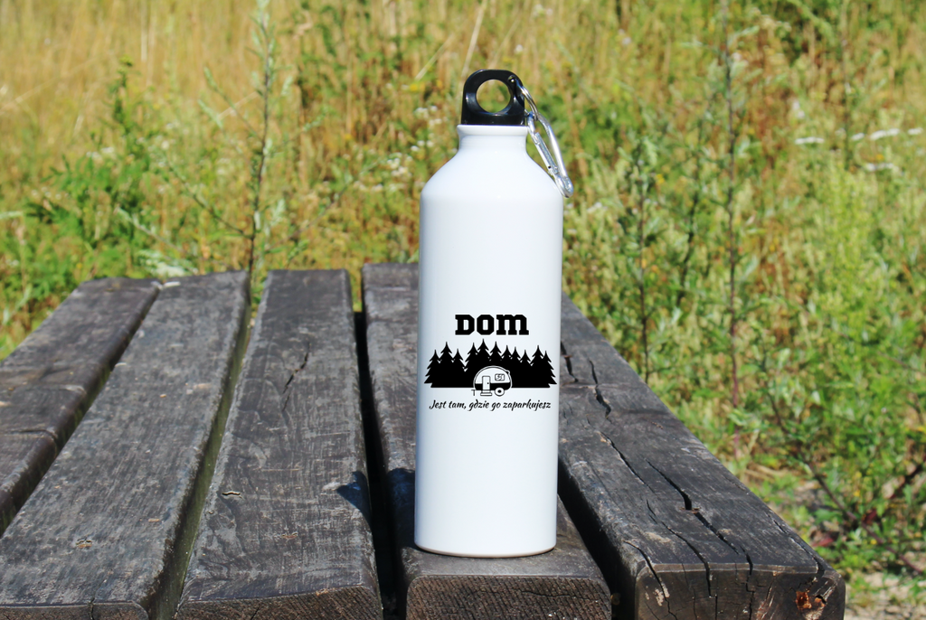 Butelka biała 800 ml z nadrukiem „Dom jest tam, gdzie go zaparkujesz” – podróże, przygoda, camper #7