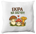 Poduszka prezent dla grzybiarzy z nadrukiem „Ekipa na grzyby” i grafikami grzybów #11