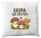 Poduszka prezent dla grzybiarzy z nadrukiem „Ekipa na grzyby” i grafikami grzybów #11