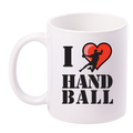 Kubek biały z grafiką piłkarza w sercu i napisem "I love HANDBALL" #2