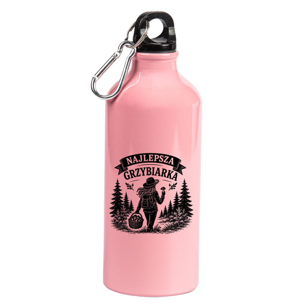 Butelka różowa 600 ml z nadrukiem „Najlepsza Grzybiarka” – na grzyby #3