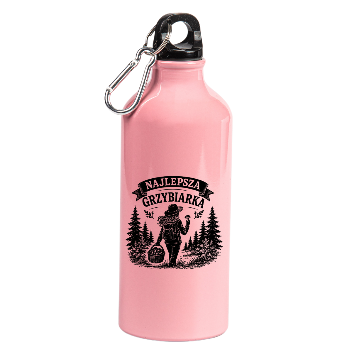 Butelka różowa 600 ml z nadrukiem „Najlepsza Grzybiarka” – na grzyby #3