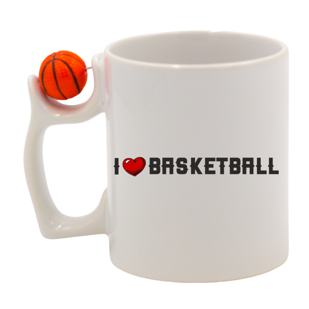 Kubek z piłką i nadrukiem "I LOVE BASKETBALL" - koszykówka #1