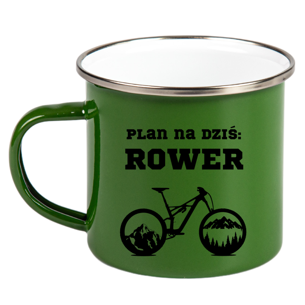 Kubek emaliowany zielony z nadrukiem "Plan na dziś: Rower" - dla rowerzystów #5