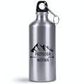 Bidon srebrny 500 ml z grafiką „Przygoda wzywa” - trekking, podróż #5