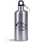 Bidon srebrny 500 ml z grafiką „Przygoda wzywa” - trekking, podróż #5
