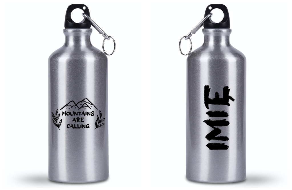 Bidon srebrny 500 ml z grafiką „Mountains are calling” – góry #8