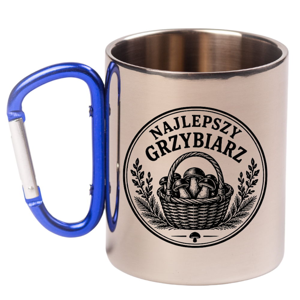 Kubek niebieski z karabińczykiem „Najlepszy Grzybiarz” – na grzybobranie #2