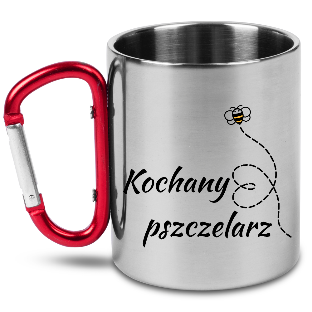 Kubek czerwony karabińczykiem z nadrukiem "Kochany pszczelarz" #6