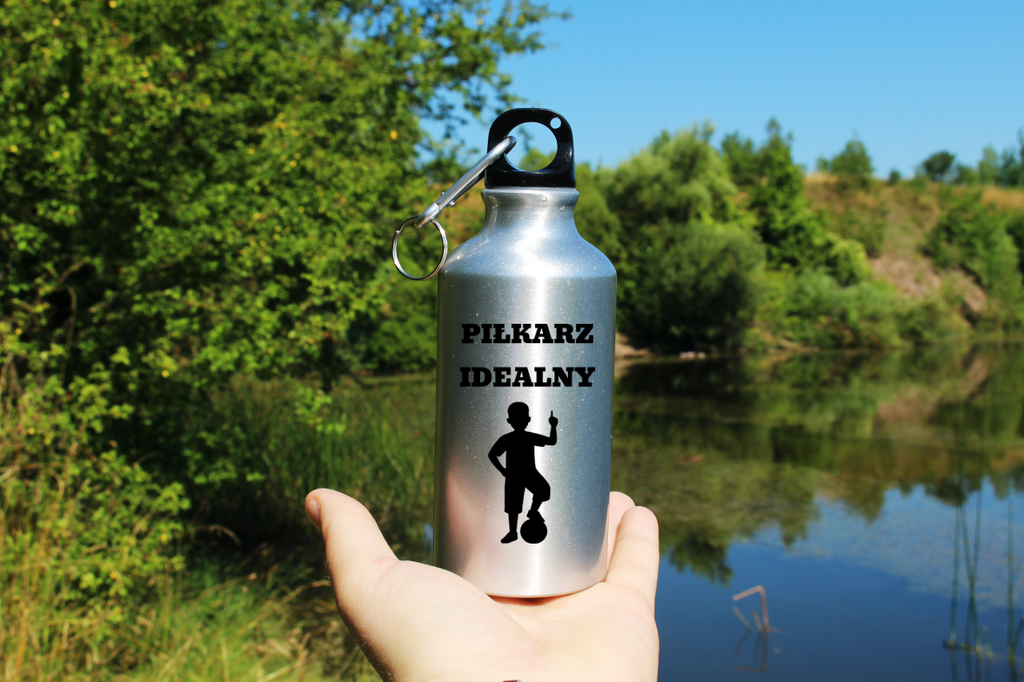 Butelka srebrna 400 ml z napisem "Piłkarz Idealny" – dla dziecka,  piłka nożna #5