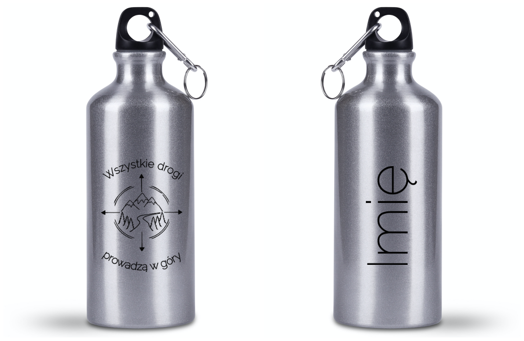 Bidon srebrny 500 ml z grafiką „Wszystkie drogi prowadzą w Tatry” – góry, Podhale, Zakopane #10