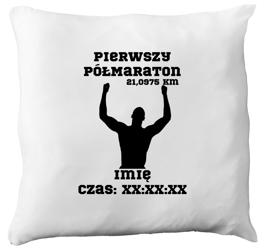 Poduszka pamiątka po pierwszym półmaratonie + imię i czas – bieganie #9