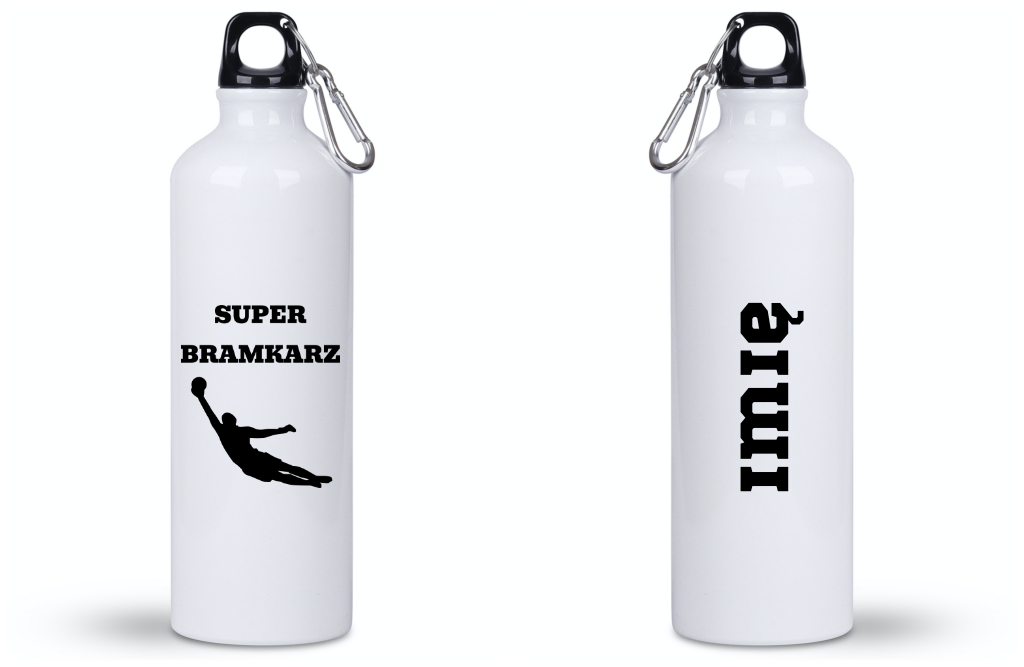 Butelka biała 800 ml z nadrukiem "Super Bramkarz" – piłka nożna #15
