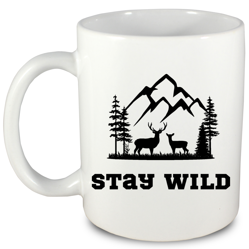 Kubek biały z nadrukiem "Stay Wild" - przyroda, przygoda, podróże #1