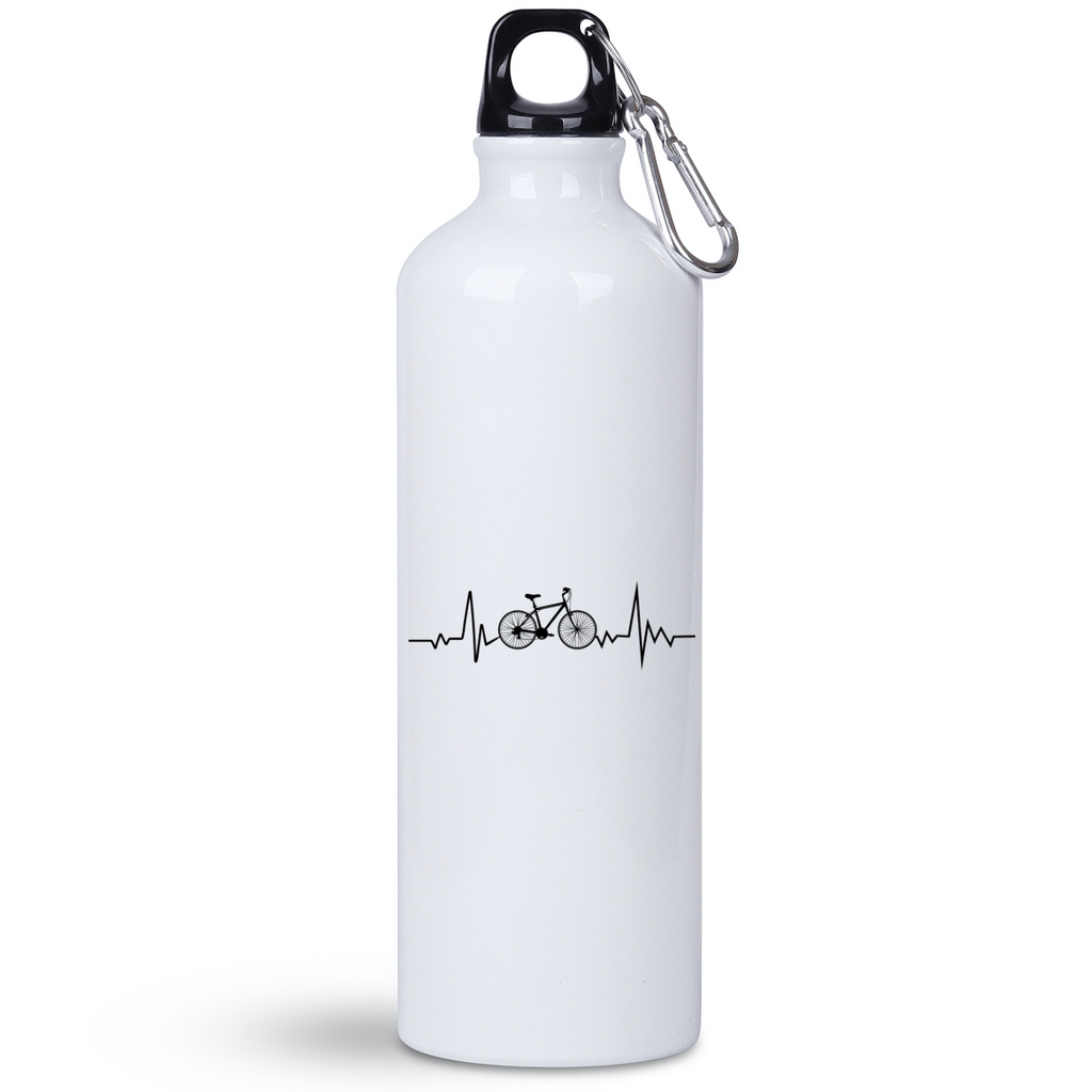 Butelka rowerowa biała 800 ml z grafiką „Rowerowe EKG, linia życia” – dla rowerzysty #9