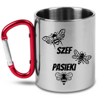 Kubek czerwony karabińczykiem z nadrukiem "Szef pasieki" #4