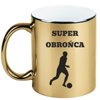 Kubek biały z nadrukiem "Super Obrońca" – piłka nożna #11