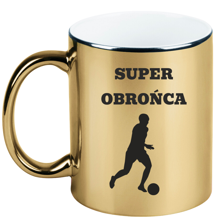 Kubek biały z nadrukiem "Super Obrońca" – piłka nożna #11