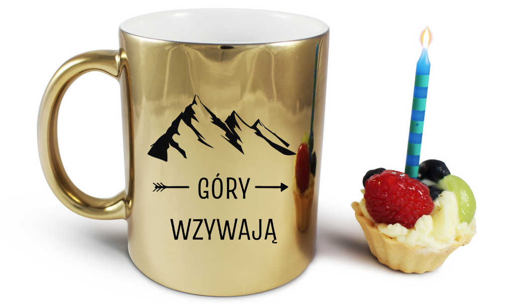 Kubek złoty z nadrukiem „Góry wzywają” – trekking #4