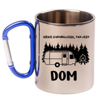 Kubek z niebieskim karabińczykiem i nadrukiem "Gdzie zaparkujesz, tam jest dom" – camping, camper #5