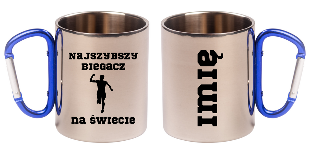 Biegowy kubek karabińczyk niebieski z nadrukiem "Najszybszy Biegacz na Świecie" #4