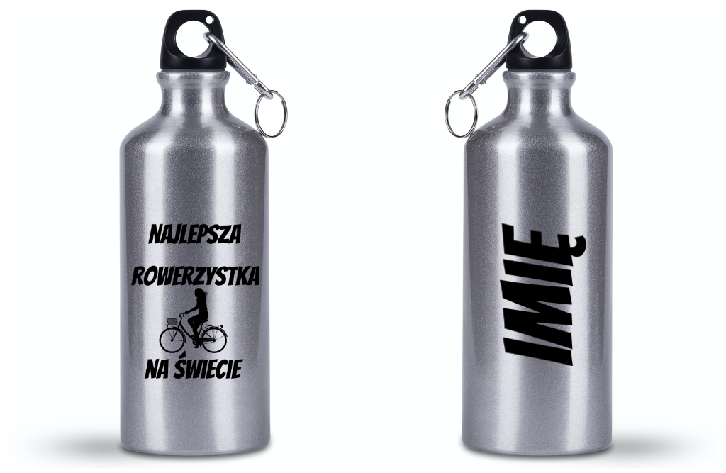 Bidon srebrny 500 ml na rower z nadrukiem "Najlepsza rowerzystka na świecie" - dla rowerzystki #3