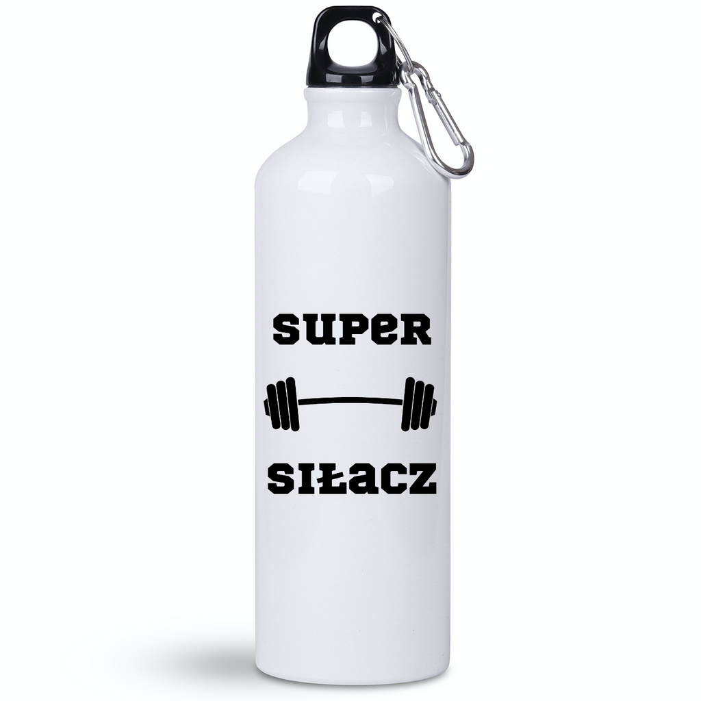 Butelka biała 800 ml na siłownię z napisem „Super Siłacz” #3