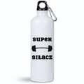 Butelka biała 800 ml na siłownię z napisem „Super Siłacz” #3
