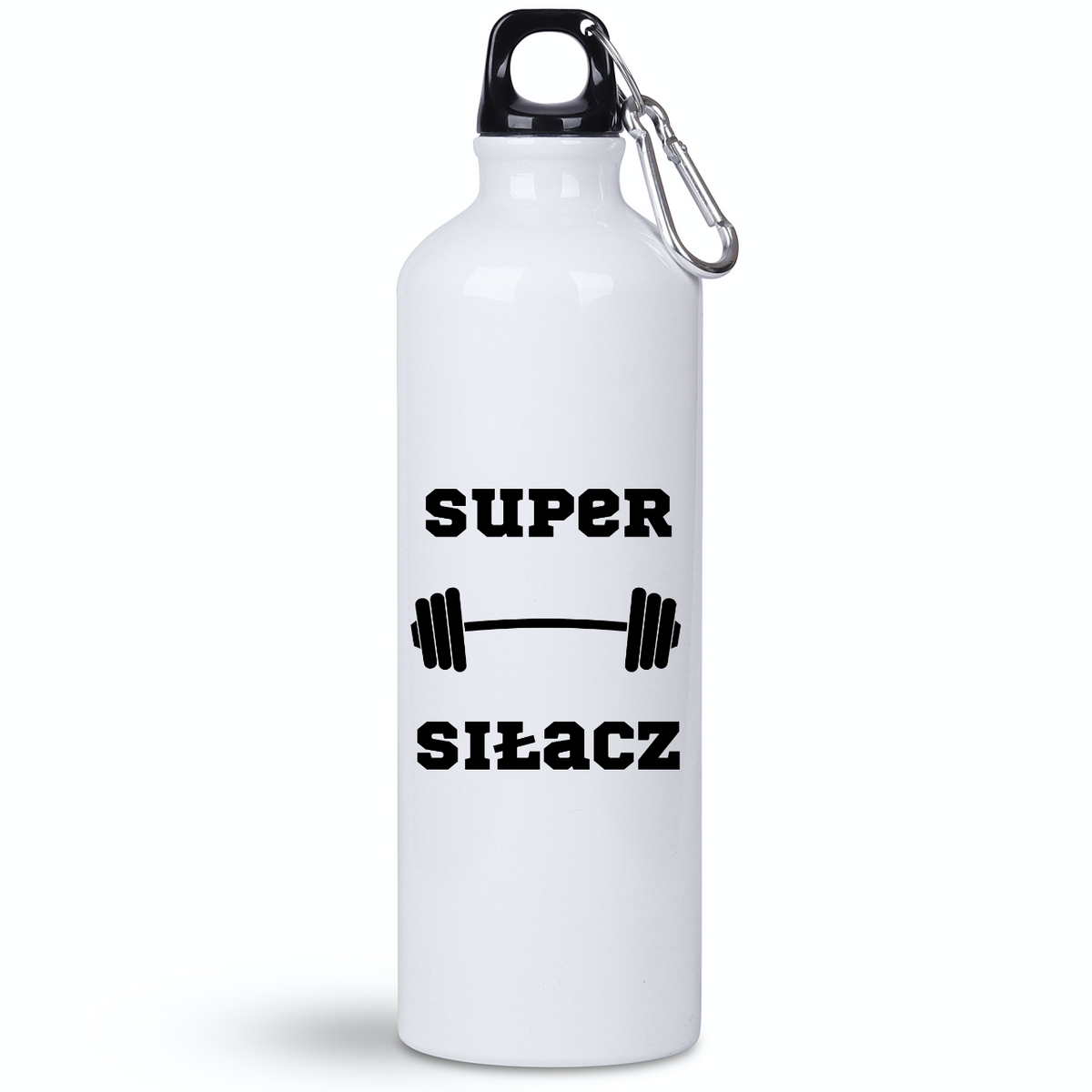 Butelka biała 800 ml na siłownię z napisem „Super Siłacz” #3