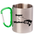 Kubek metalowy 300 ml z zielonym karabińczykiem i nadrukiem "Super Wędkarz" – wędkarstwo #5