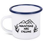 Kubek biały emaliowany z nadrukiem „Mountains are calling” – góry, trekking #8