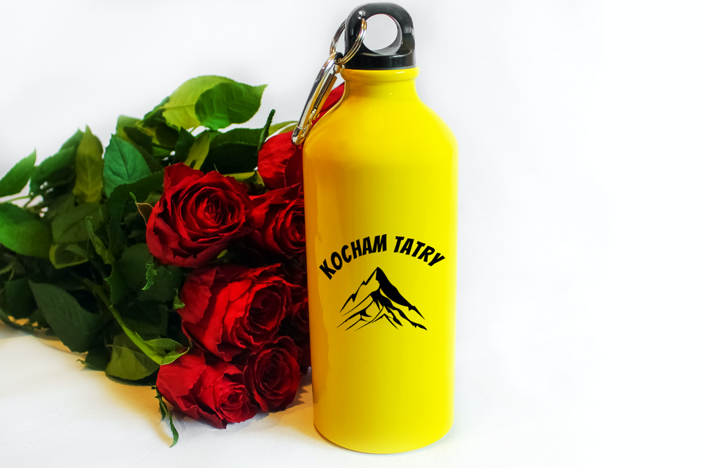 Butelka żółta 600 ml z nadrukiem "Kocham Tatry" – góry, Zakopane, Podhale #1
