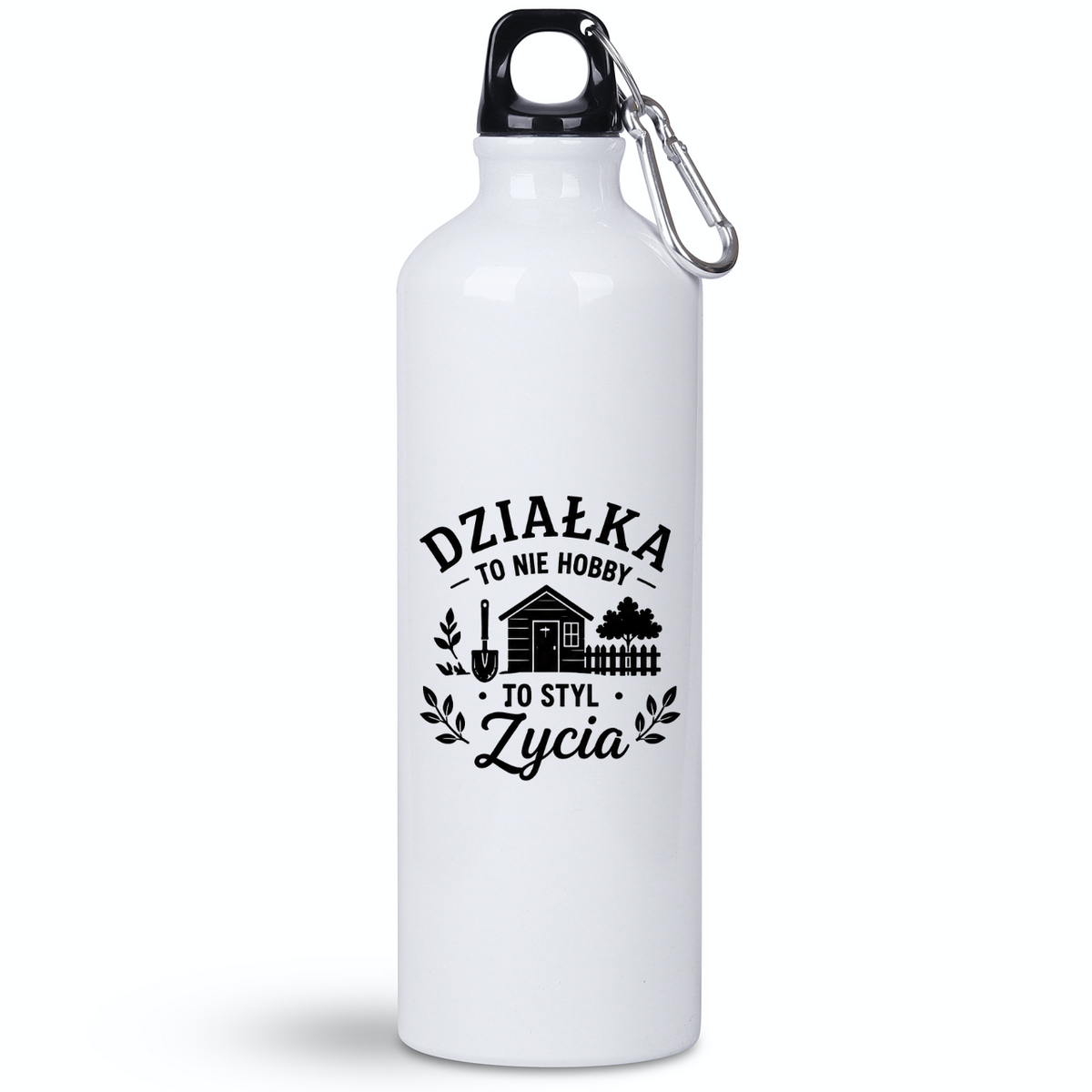 Butelka biała 800 ml z nadrukiem „Działka to nie hobby, to styl życia” – działka, ogród #7