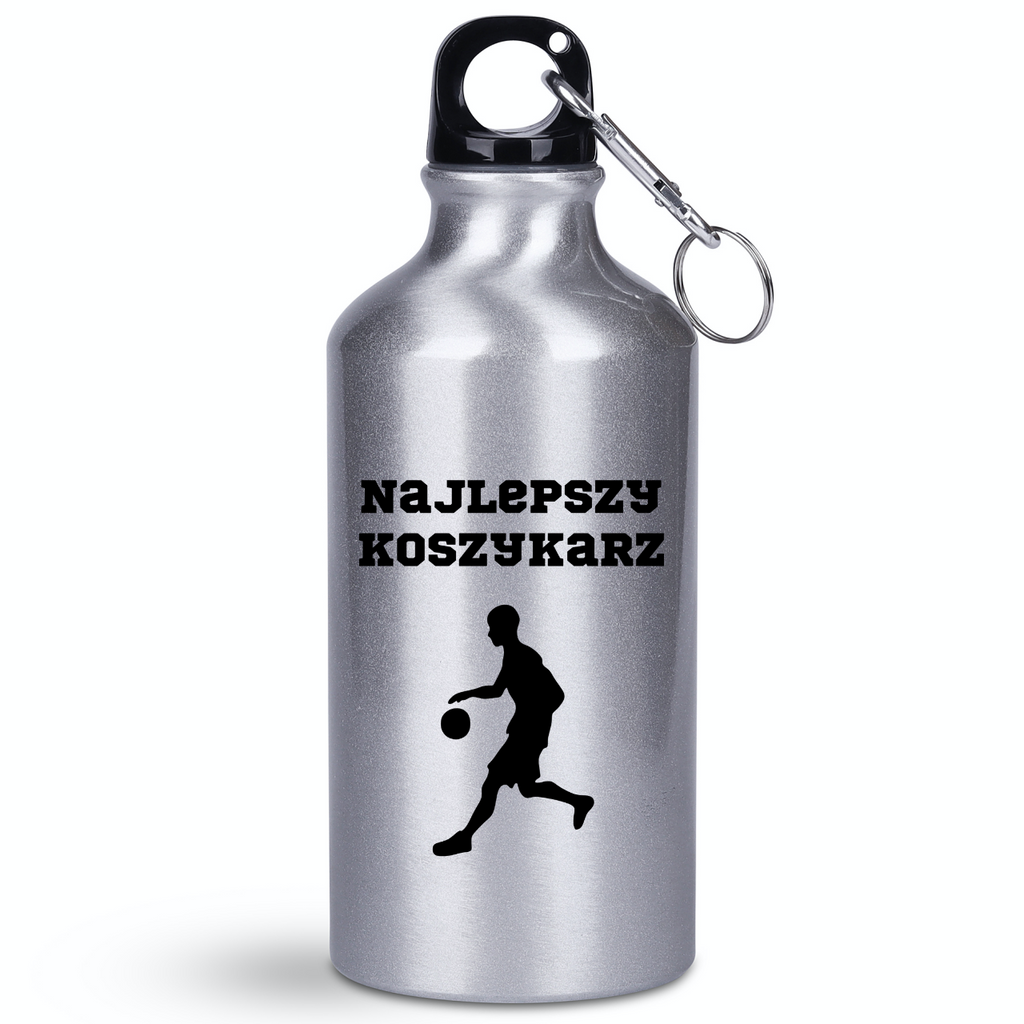 Butelka srebrna 400 ml z nadrukiem "Najlepszy Koszykarz" #5