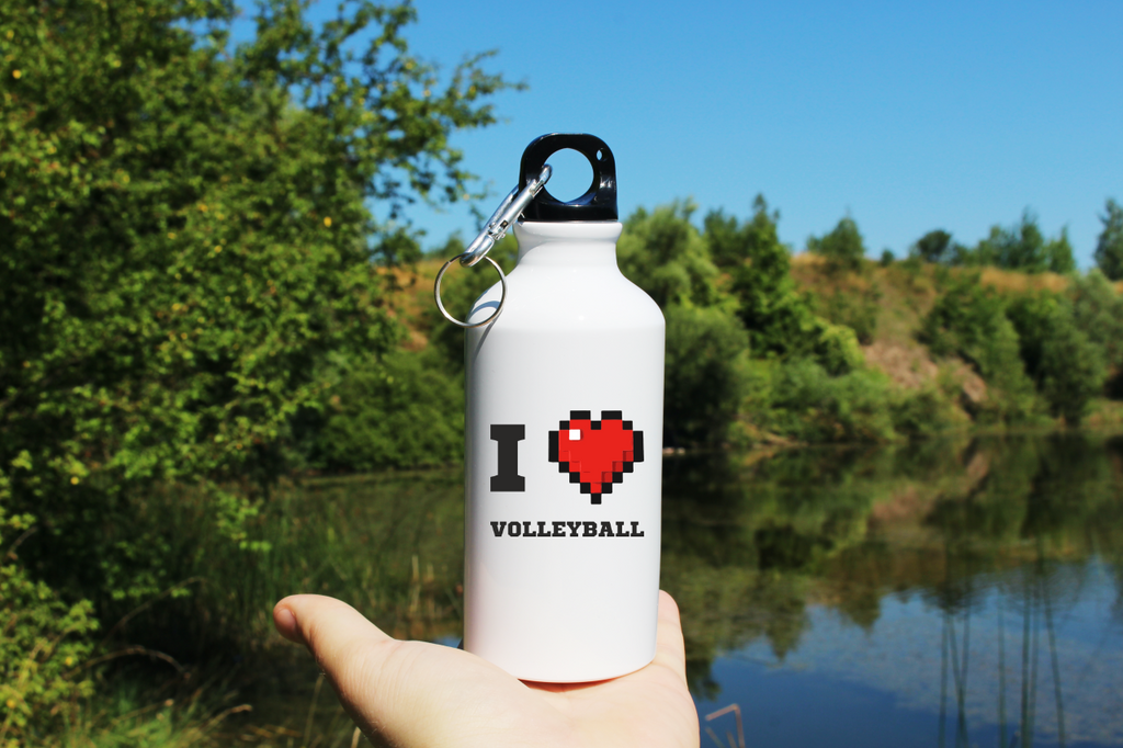 Bidon biały 400 ml z nadrukiem "I LOVE VOLLEYBALL" - siatkówka #1
