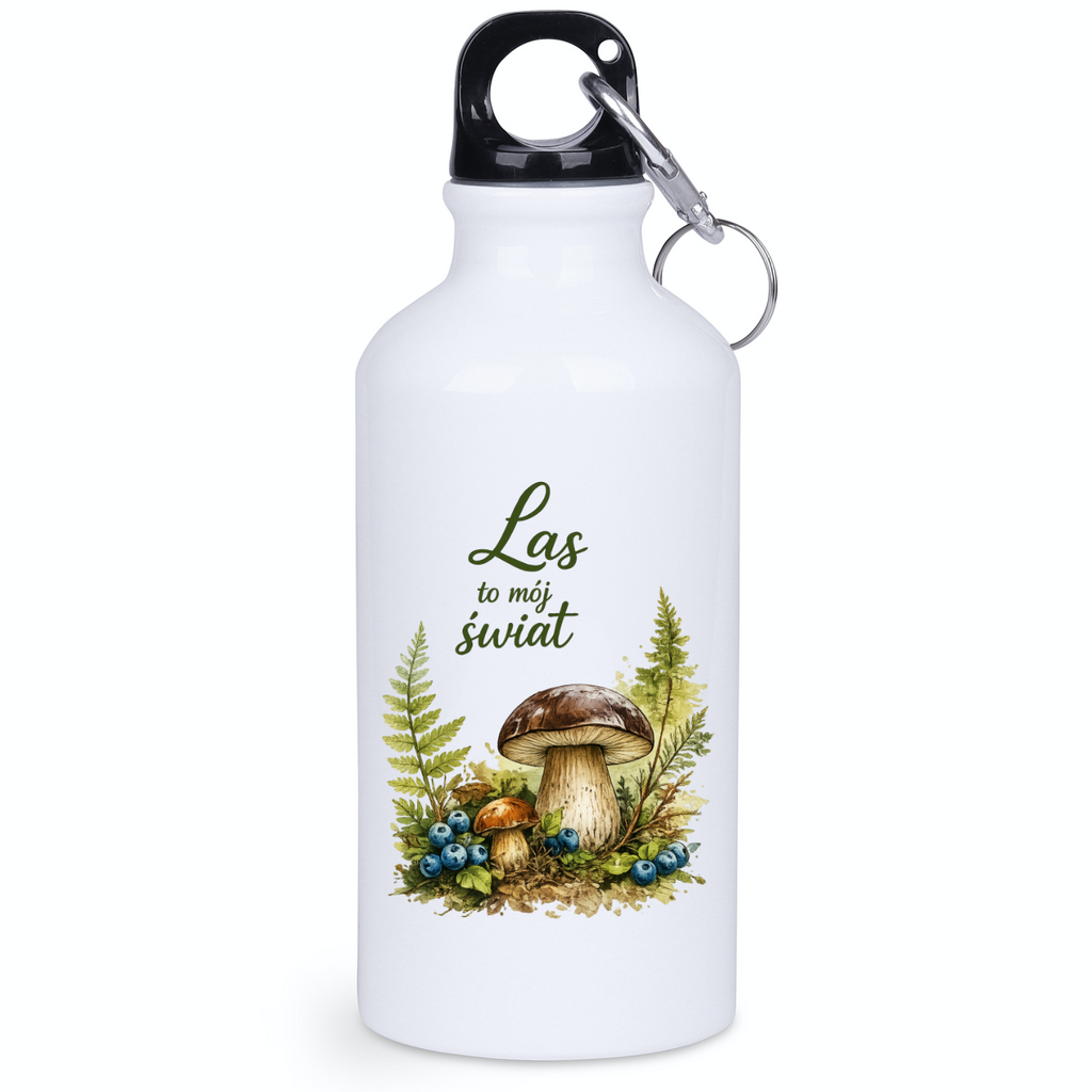 Butelka biała 400 ml z nadrukiem „Las to mój świat” – na grzyby #9