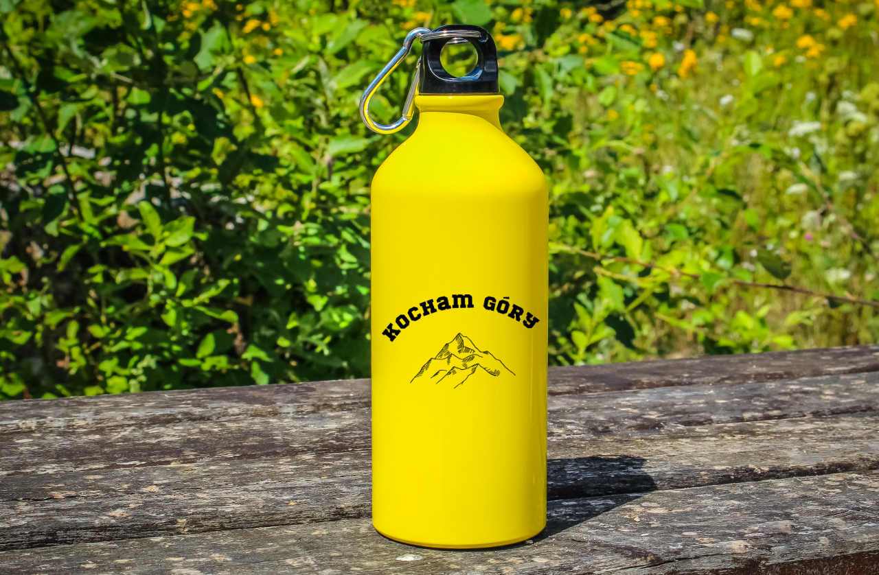Butelka żółta 600 ml z nadrukiem "Kocham Góry" #9