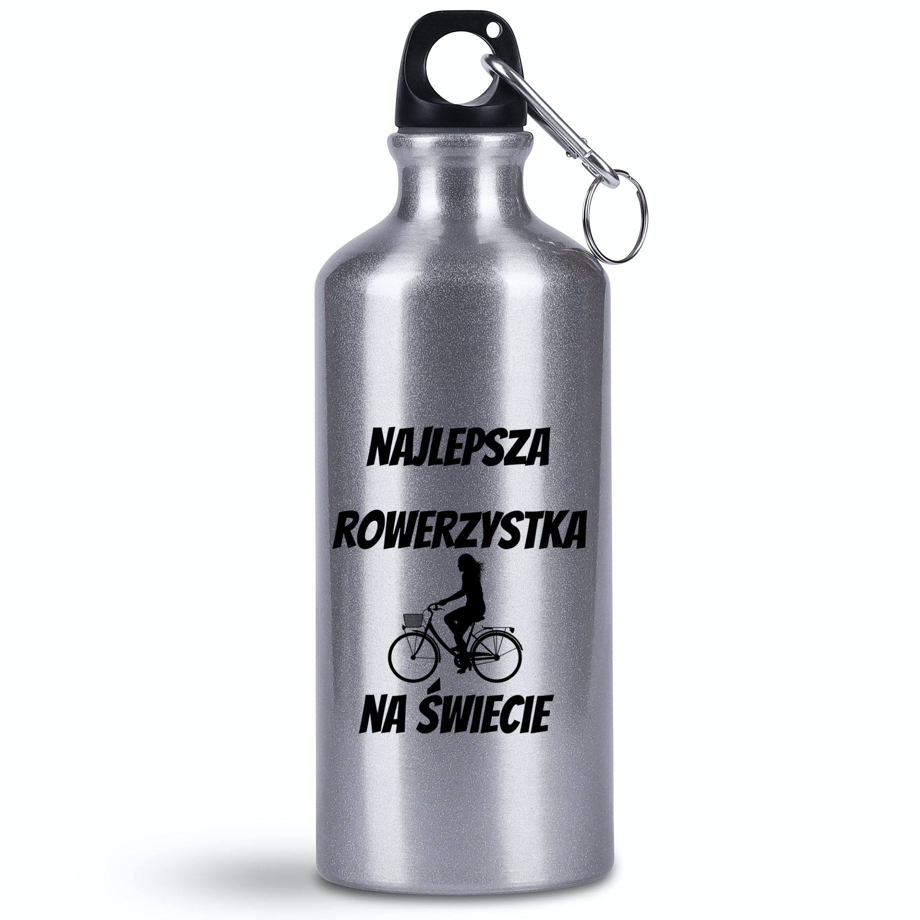 Bidon srebrny 500 ml na rower z nadrukiem "Najlepsza rowerzystka na świecie" - dla rowerzystki #3