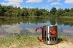 Kubek srebrny 300 ml z czerwonym karabińczykiem i nadrukiem „I love Tatry” - góry #10