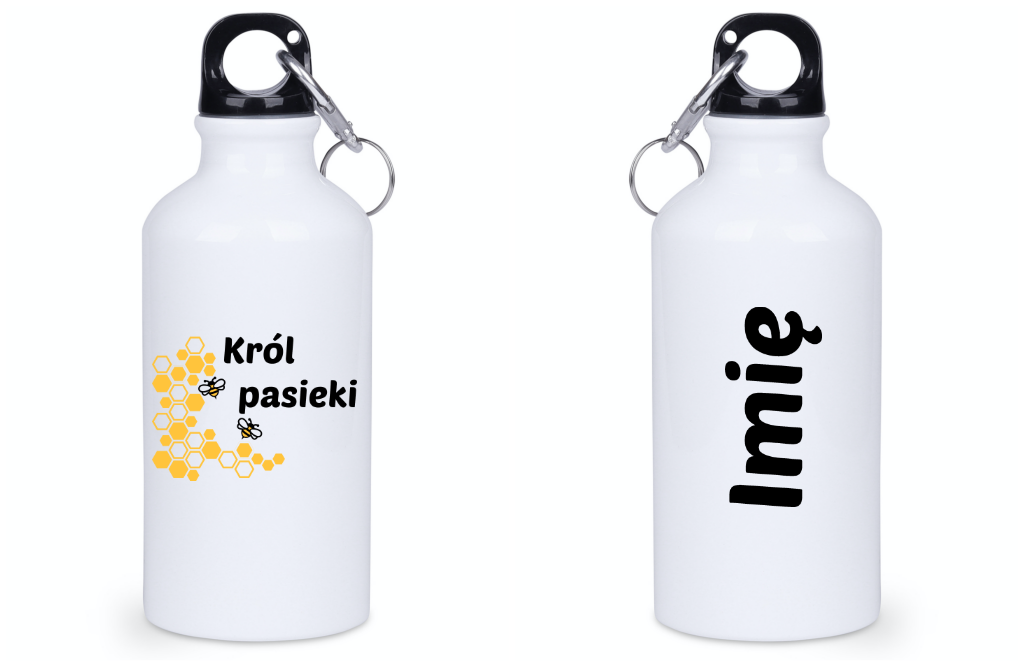 Bidon biały 400 ml z nadrukiem „Król pasieki” – pszczelarstwo #10