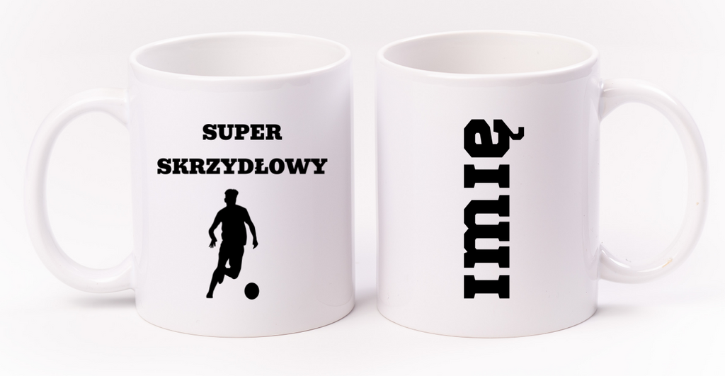 Kubek biały z nadrukiem "Super Skrzydłowy" – piłka nożna #12