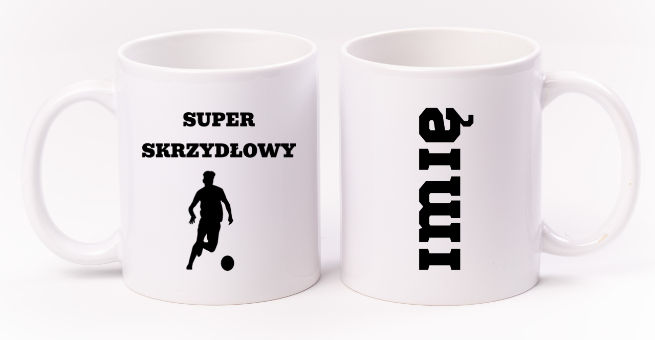 Kubek biały z nadrukiem "Super Skrzydłowy" – piłka nożna #12