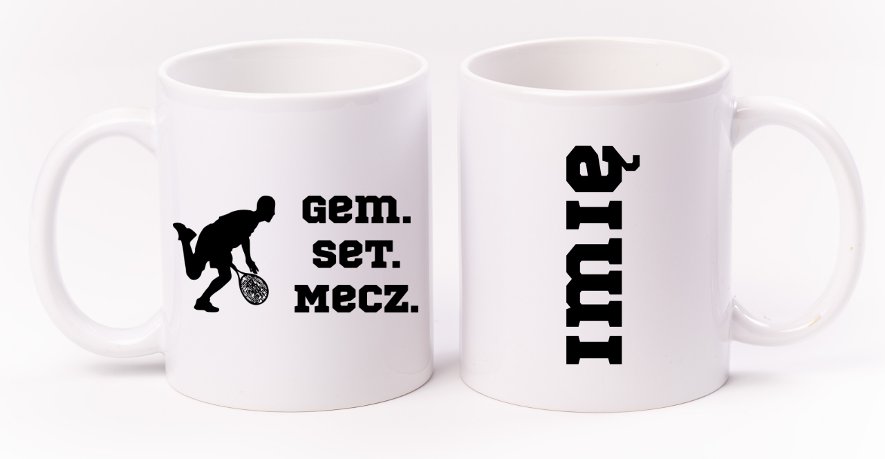 Kubek biały 330 ml z napisem "GEM SET MECZ" – męski #8