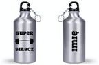 Bidon srebrny 400 ml z nadrukiem „Super Siłacz” – siłownia #3