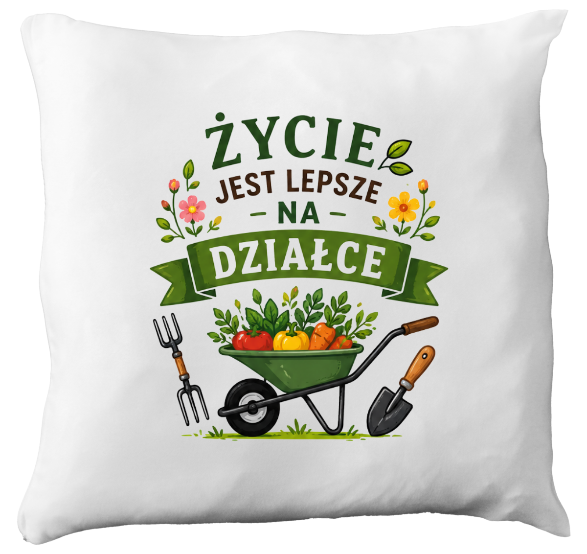 Poduszka z nadrukiem „Życie jest lepsze na działce” – działka, ogród #3