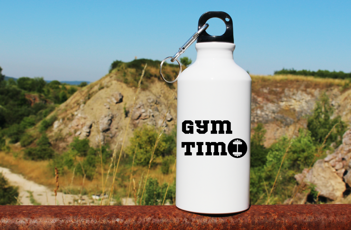 Bidon biały 400 ml na siłownię z nadrukiem "Gym Time" #1