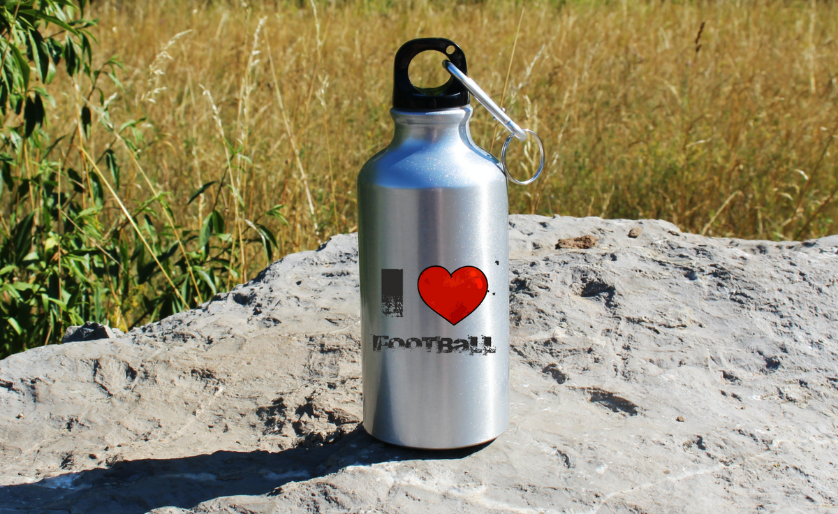 Butelka srebrna 400 ml z napisem "I LOVE FOOTBALL" – piłka nożna #2