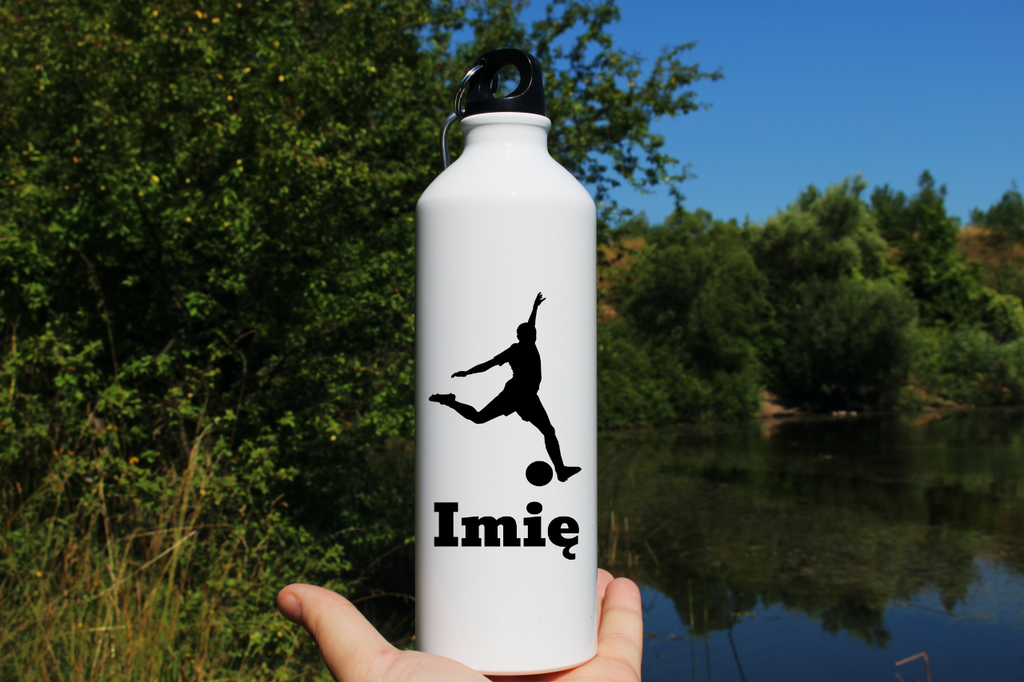 Butelka biała 800 ml z grafiką piłkarza i imieniem do wyboru #9