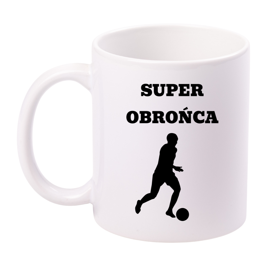 Kubek biały z nadrukiem "Super Obrońca" – piłka nożna #14