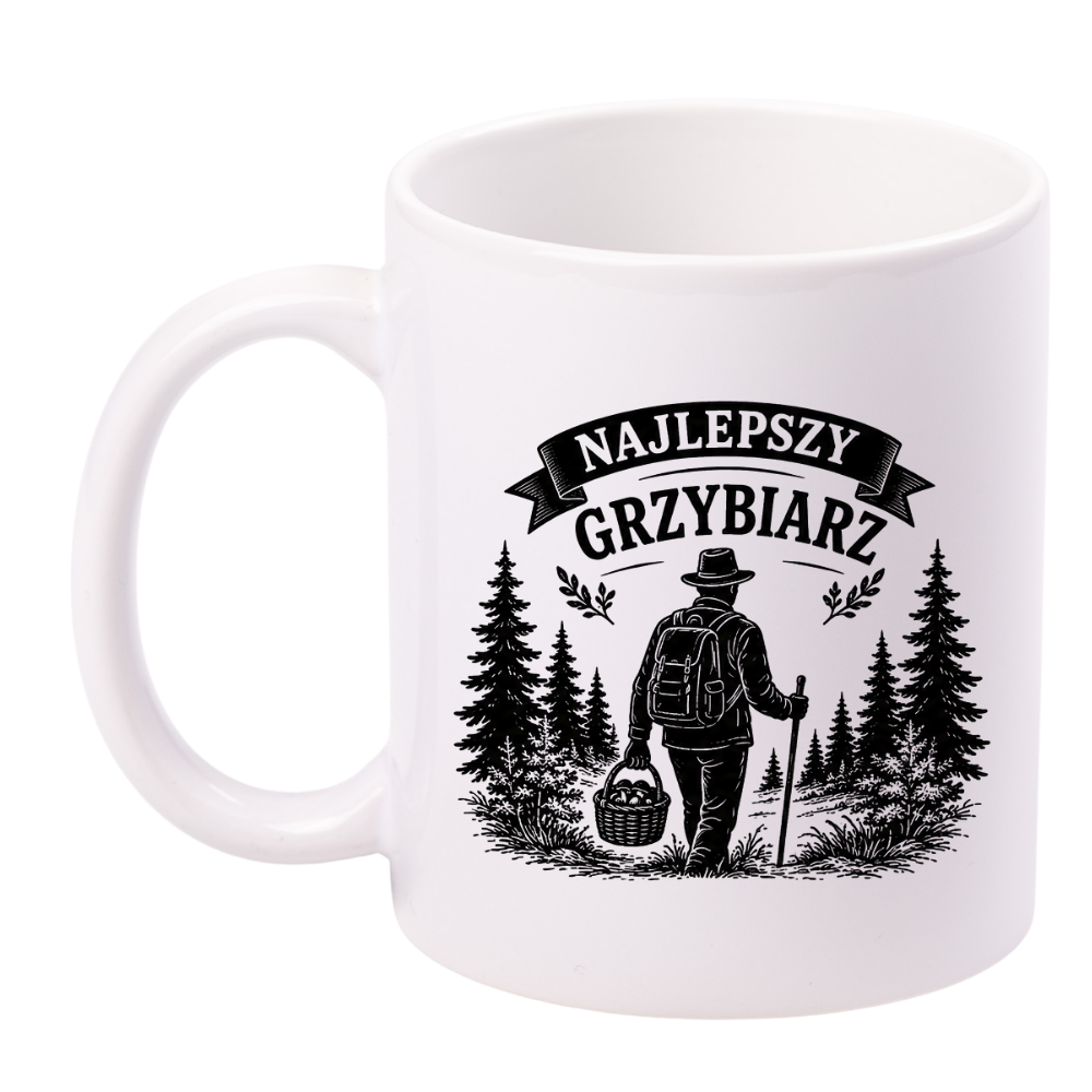 Kubek biały z nadrukiem „Najlepszy Grzybiarz” – grzyby #4